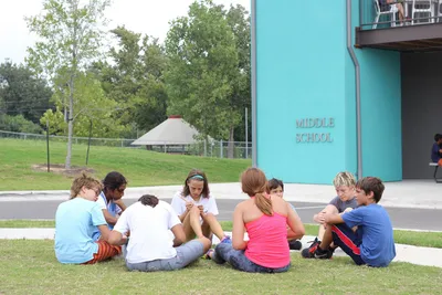 Middle school learners outside The Middle School Studio